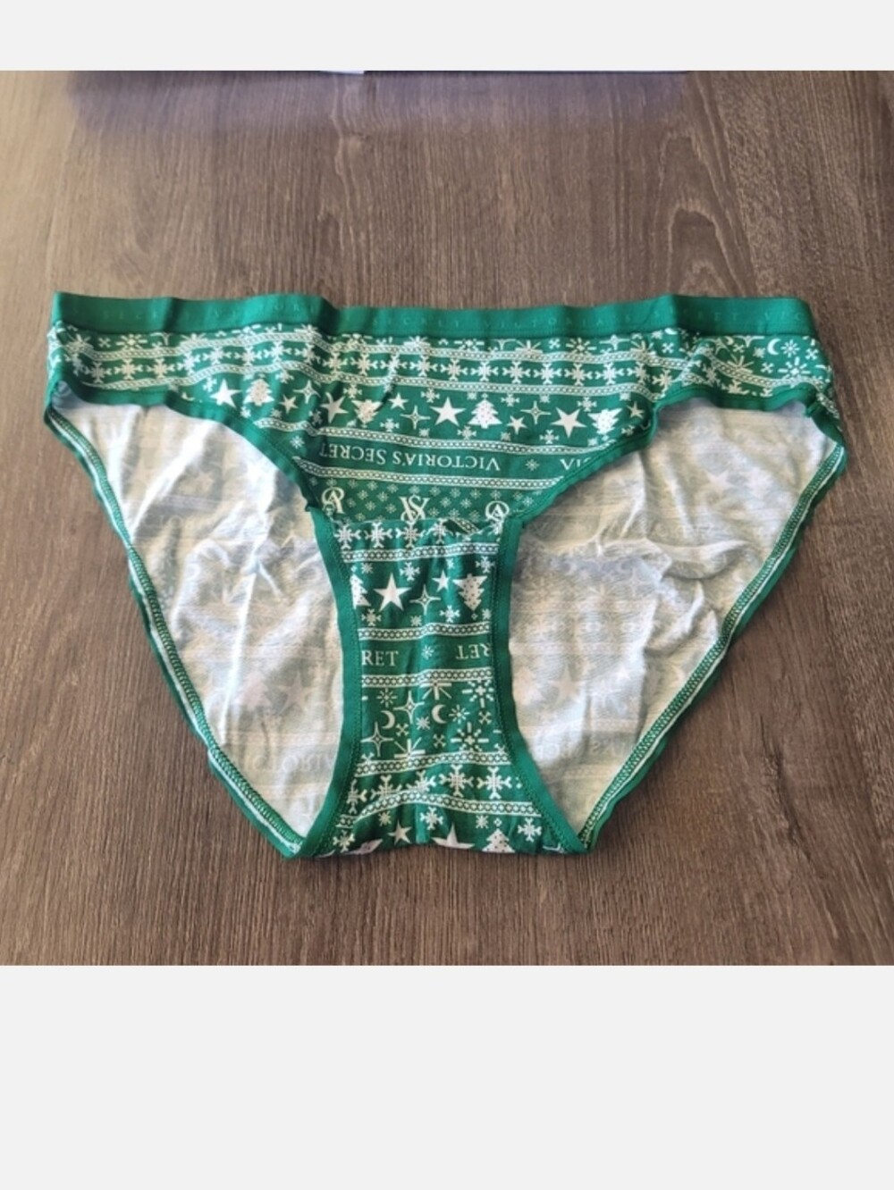 Victoria's secret stretch Cotton Christmas bikini panty XLARGE GREEN